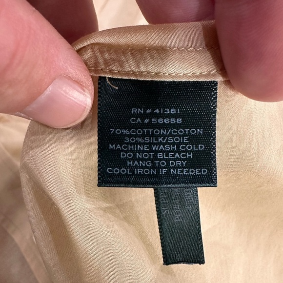 Lauren Ralph Lauren Silk Blend Beige Button-Up Shirt with Pockets Medium - Picture 6 of 6